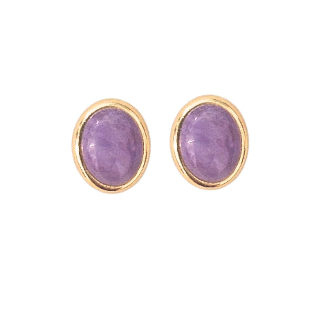 Minuet Lavender Amethyst Gold Tone Stud Clip On Earrings
