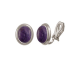 Minuet Amethyst Silver Tone Stud Clip On Earrings