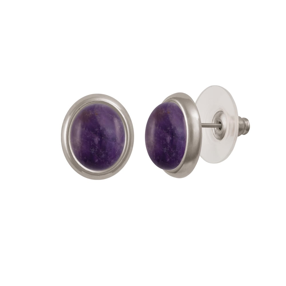 Minuet Amethyst Silver Tone Stud Pierced Earrings