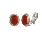 Minuet Carnelian Silver Tone Stud Clip On Earrings