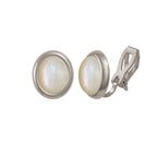 Minuet Mother of Pearl Silver Tone Stud Clip On Earrings