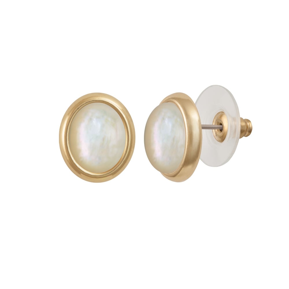Minuet Mother of Pearl Gold Tone Stud Pierced Earrings