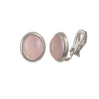 Minuet Rose Quartz Silver Tone Stud Clip On Earrings
