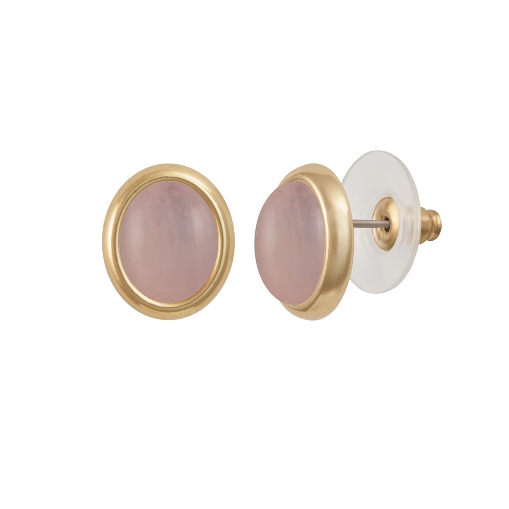 Minuet Rose Quartz Gold Tone Stud Pierced Earrings
