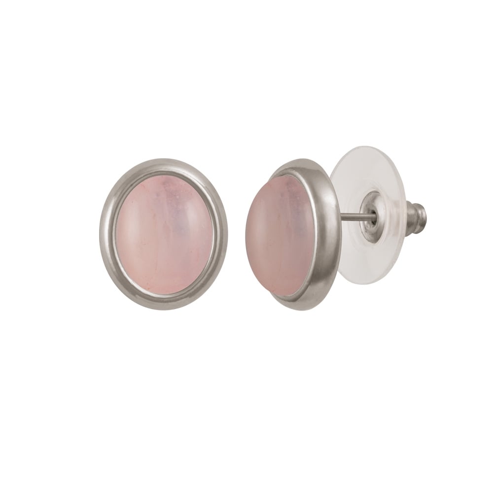 Minuet Rose Quartz Silver Tone Stud Pierced Earrings