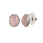 Minuet Rose Quartz Silver Tone Stud Pierced Earrings