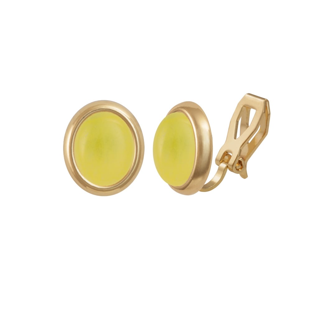 Minuet Honey Yellow Quartz Gold Tone Stud Clip On Earrings