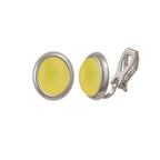Minuet Honey Yellow Quartz Silver Tone Stud Clip On Earrings