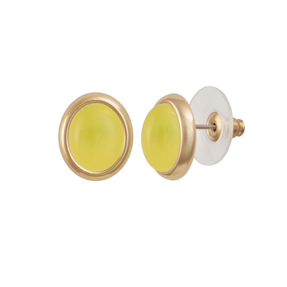 Minuet Honey Yellow Quartz Gold Tone Stud Pierced Earrings