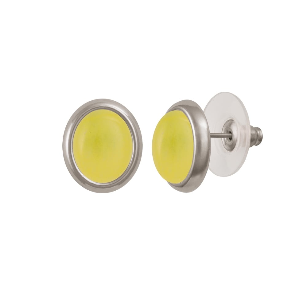 Minuet Honey Yellow Quartz Silver Tone Stud Pierced Earrings