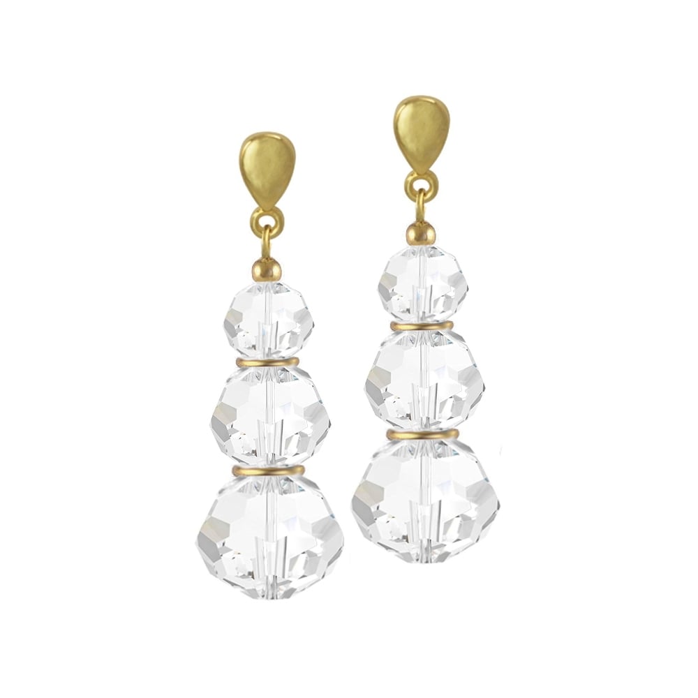 Trinity Clear Austrian Crystal Gold Tone Drop Pierced Earrings
