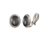Minuet Hematite Silver Tone Stud Clip On Earrings