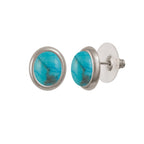 Minuet Dyed Turquoise Howlite  Silver Tone Stud Pierced Earrings