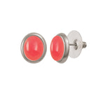 Minuet Salmon Pink Quartz Silver Tone Stud Pierced Earrings