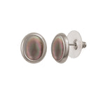 Minuet Black Lip Mother of Pearl Silver Tone Stud Pierced Earrings