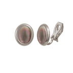 Minuet Black Lip Mother of Pearl Cabochon Silver Tone Clip On Earrings