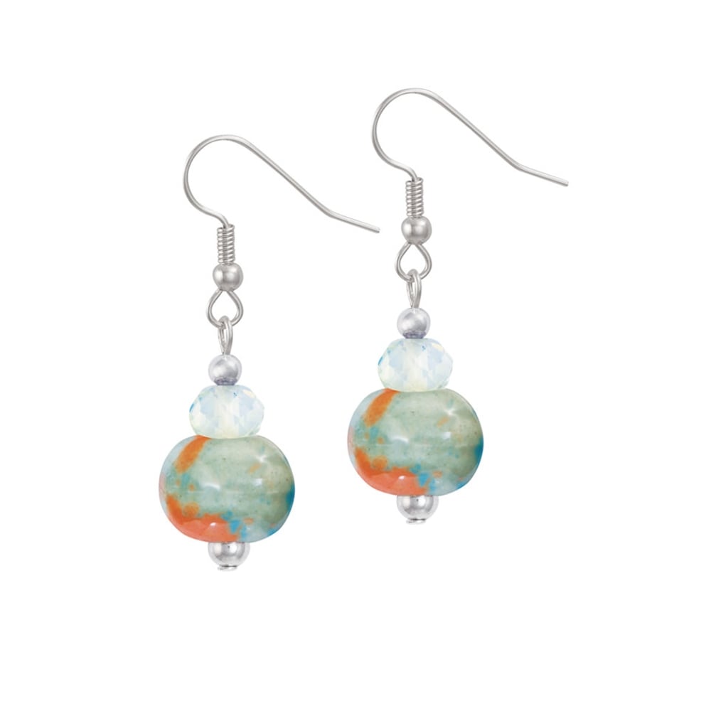 Harmony Tropical Turquoise Ceramic and Crystal Drop Pierced Earrings