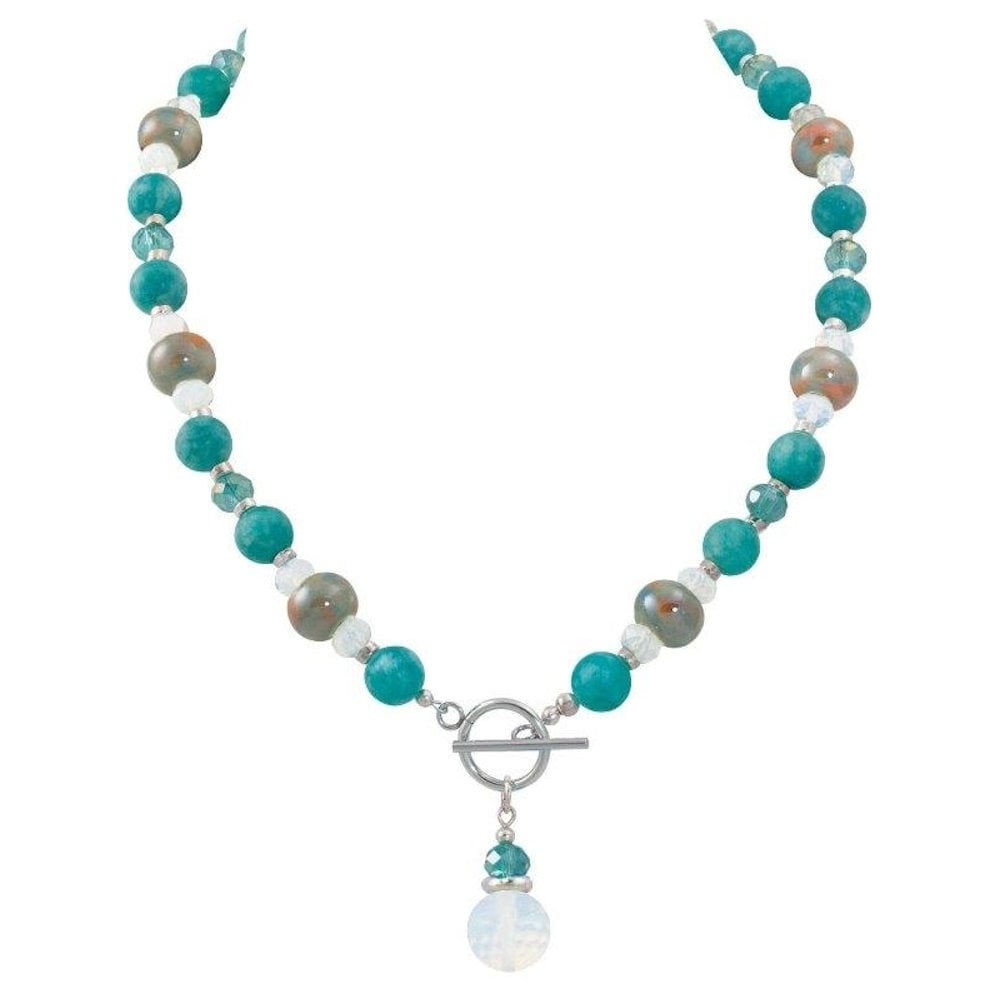 Harmony Tropical Turquoise Jade and Crystal Ceramic Beaded Necklace