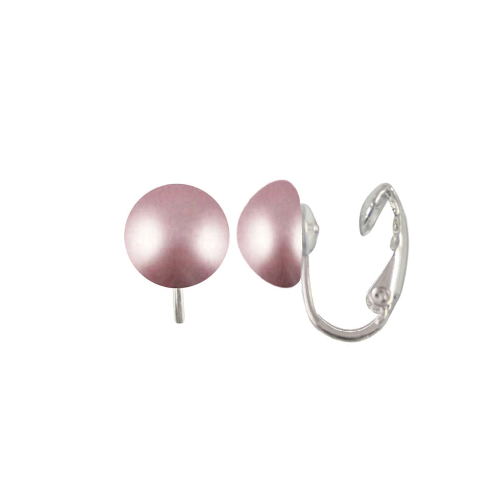 Ethereal Powder Rose Austrian Glass Pearl Stud Clip On Earrings