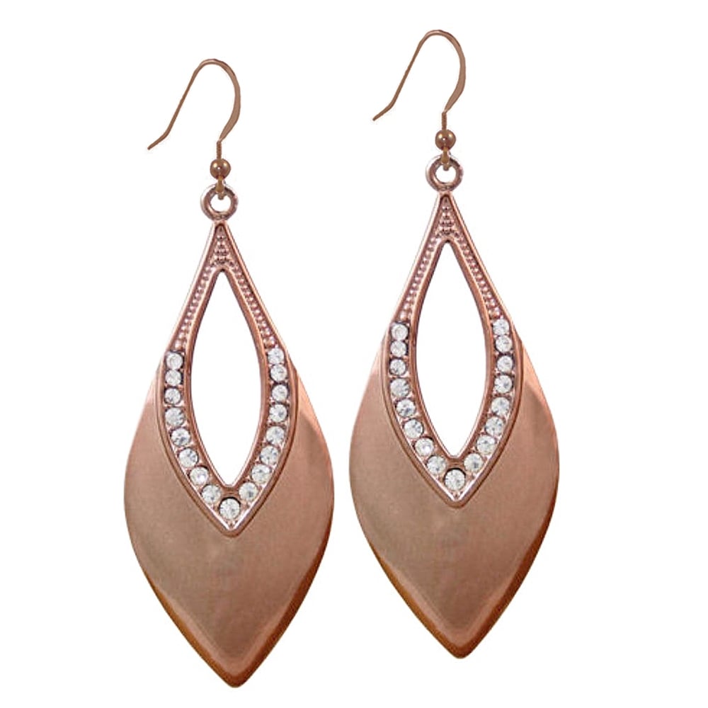 Highlights Copper & Crystal Drop Pierced Earrings
