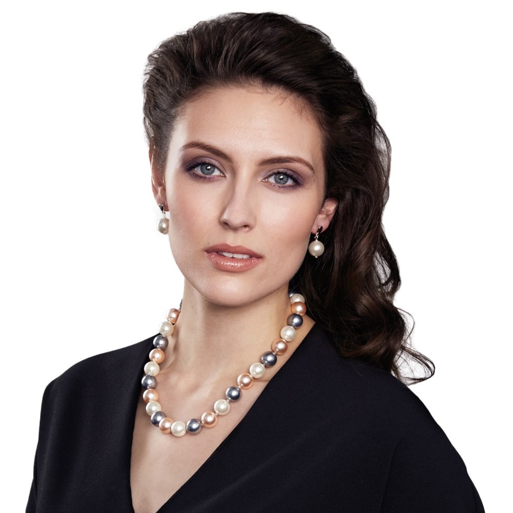 La Perla 14mm White Shell Pearl Silver Tone Drop Clip on Earrings