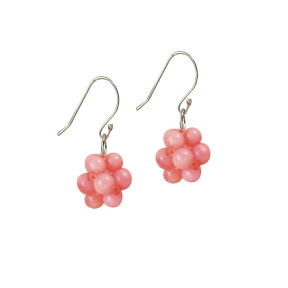 Coral Reef Silver Tone Drop Pierced Earrings