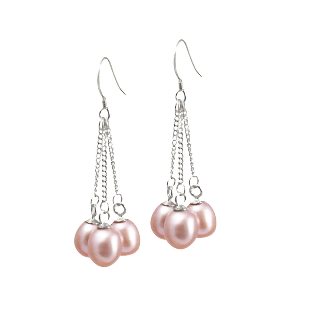 Japonica Teardrop Lavender FW Pearl Sterling Silver Drop Pierced Earrings