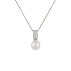 Clair de Lune Freshwater Pearl and CZ Sterling Silver Pendant Necklace