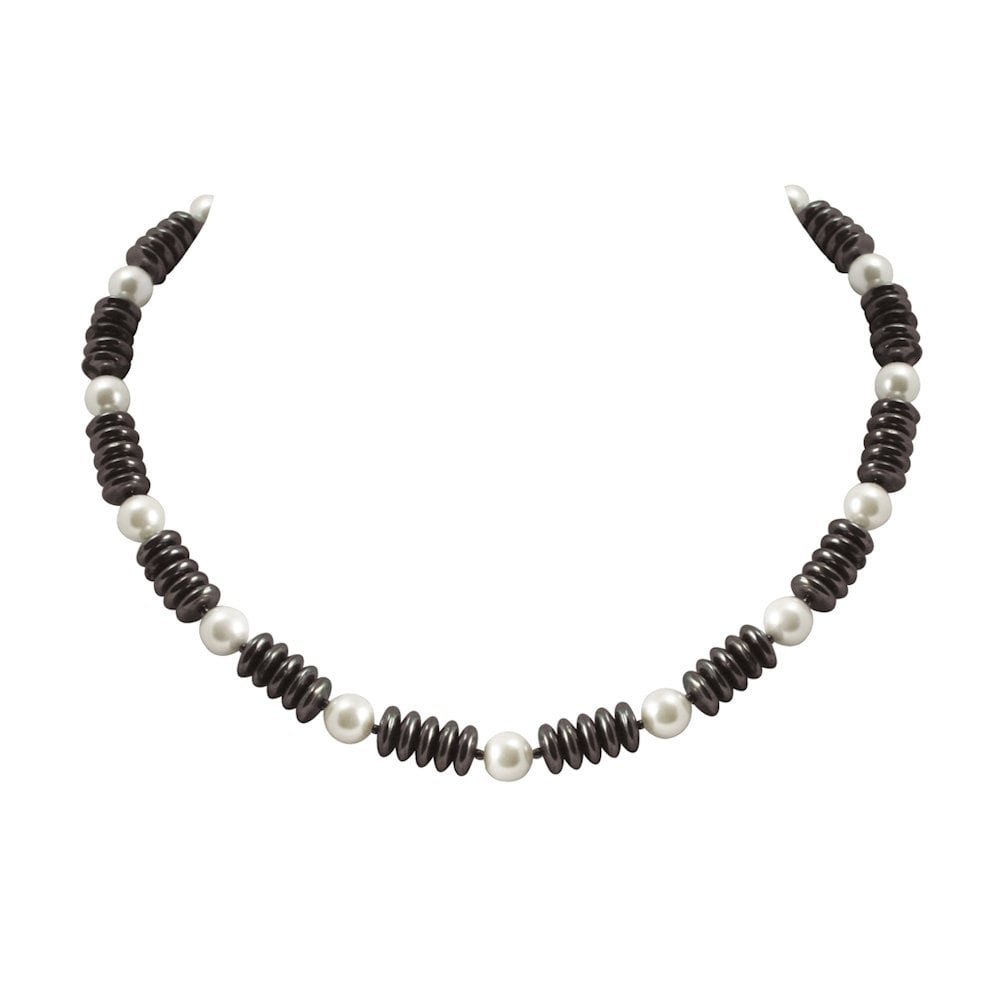 Soprano Hematite and Shell Pearl Necklace