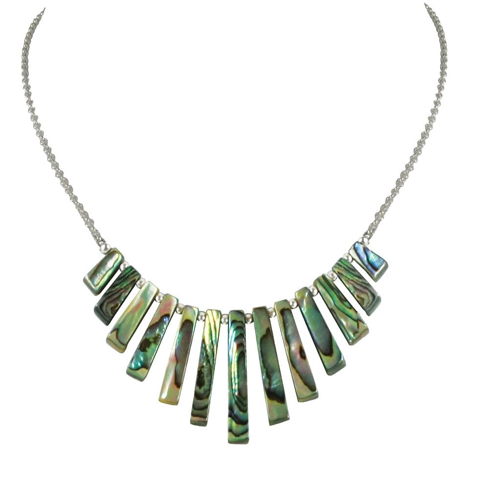 Idaho Natural Abalone Graduated Fan Sterling Silver Necklace
