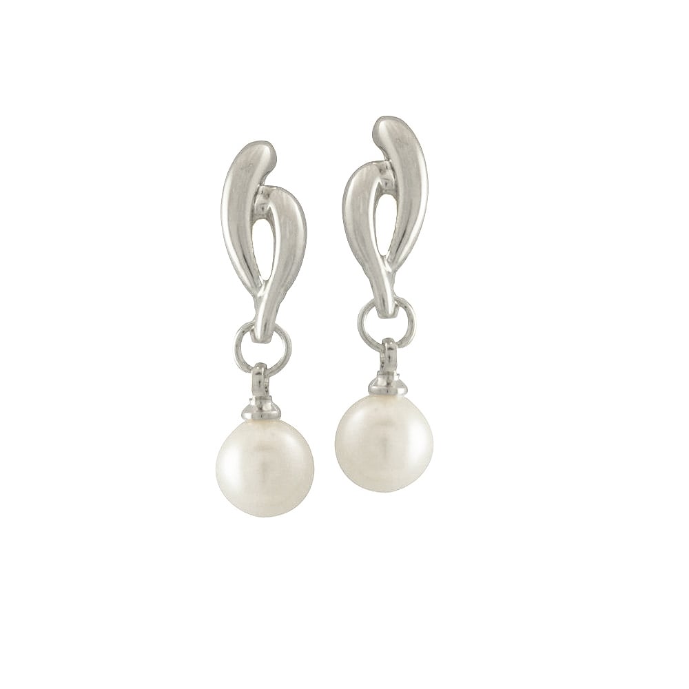 Glory Silver Tone Pearl Drop Pierced Earrings