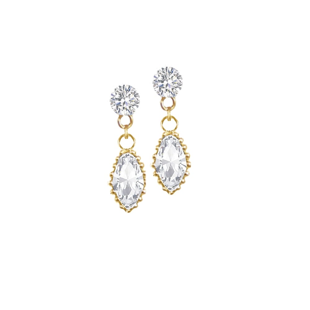 Inspired Clear Austrian Crystal Gold Tone Drop Pierced Earrings