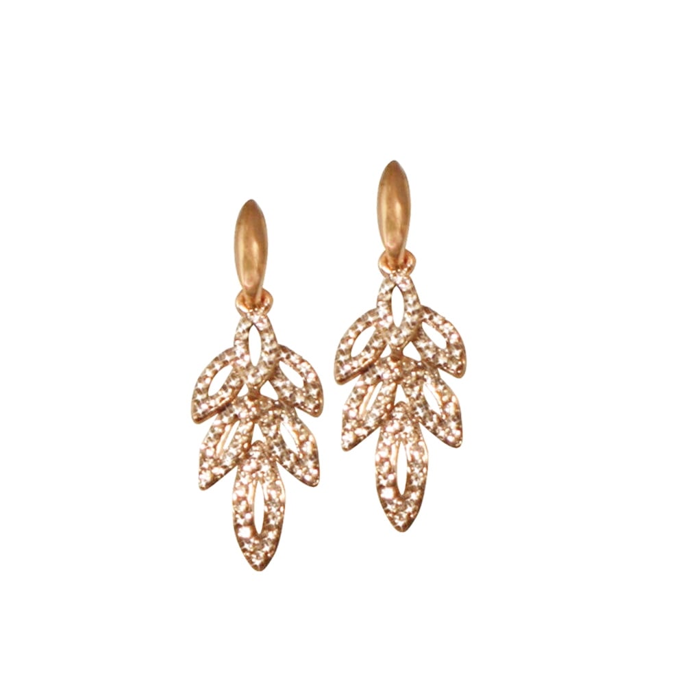 Belle de Jour Rose Gold Diamante Drop Pierced Earrings