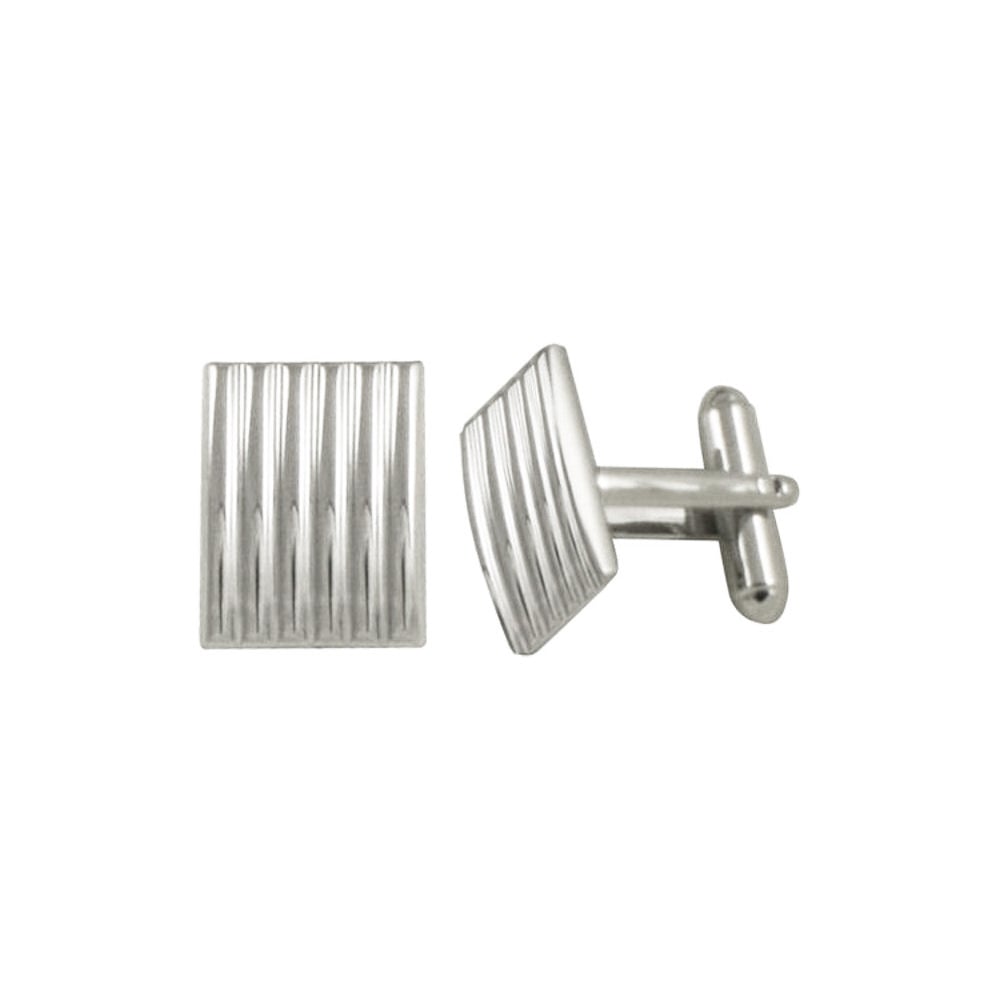Classico Striped Silver Tone Oblong Cufflinks