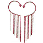 Diva Fuchsia Pink Crystal Diamante Silver Tone Over Ear Cuff Earrings