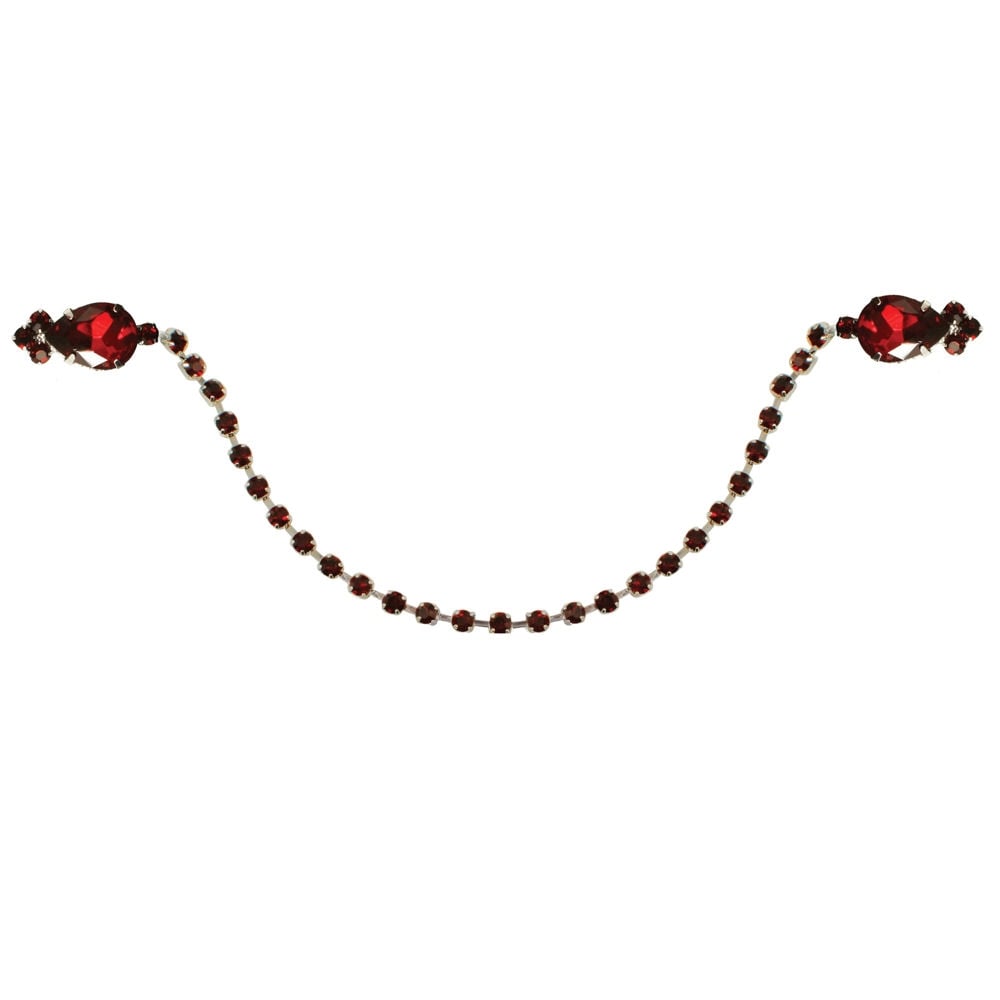 Cardigan Clip Silver Tone Siam Red Crystal