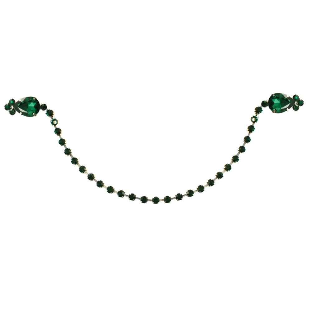 Cardigan Clip Silver Tone Emerald Green Crystal