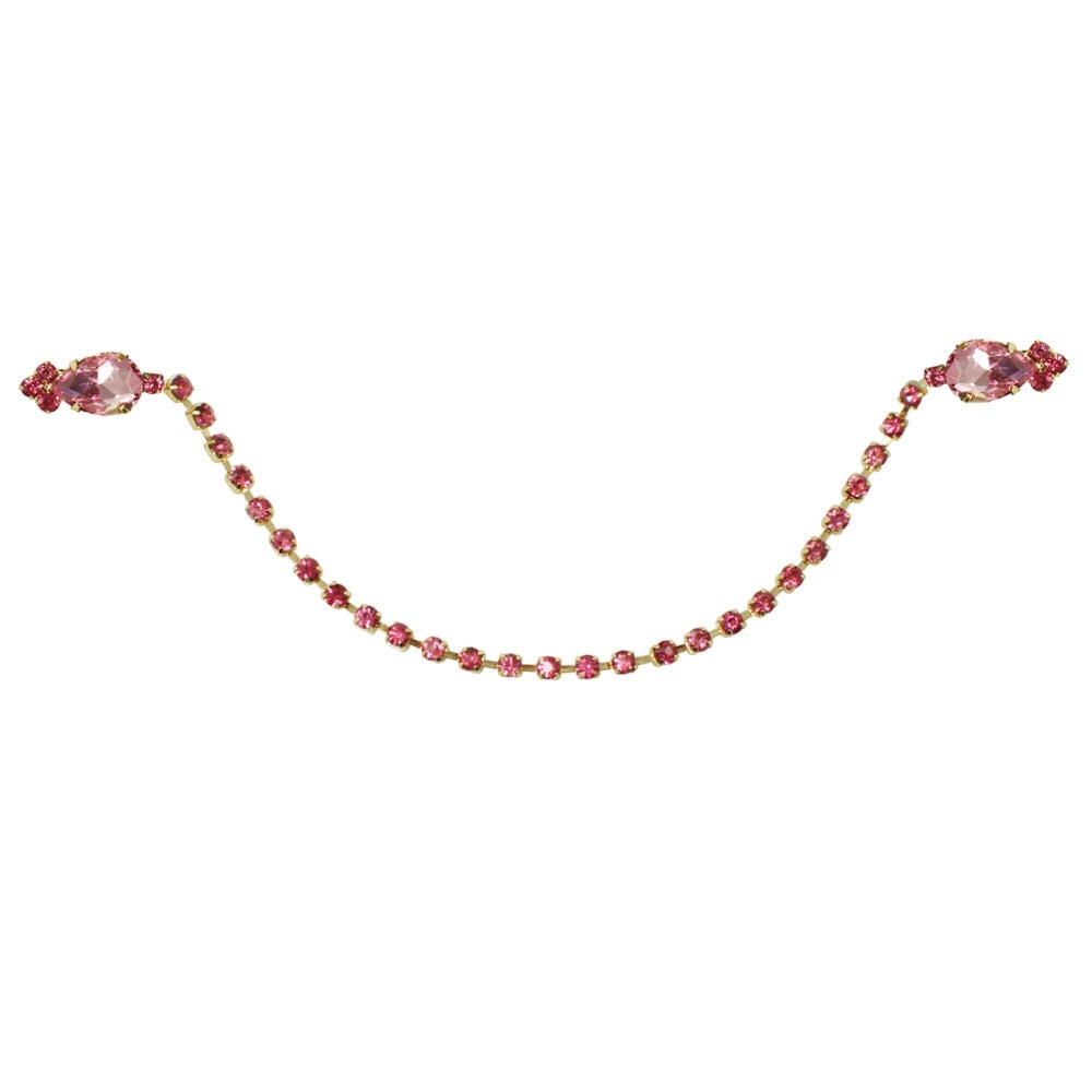 Cardigan Clip Gold Tone Rose Pink Crystal