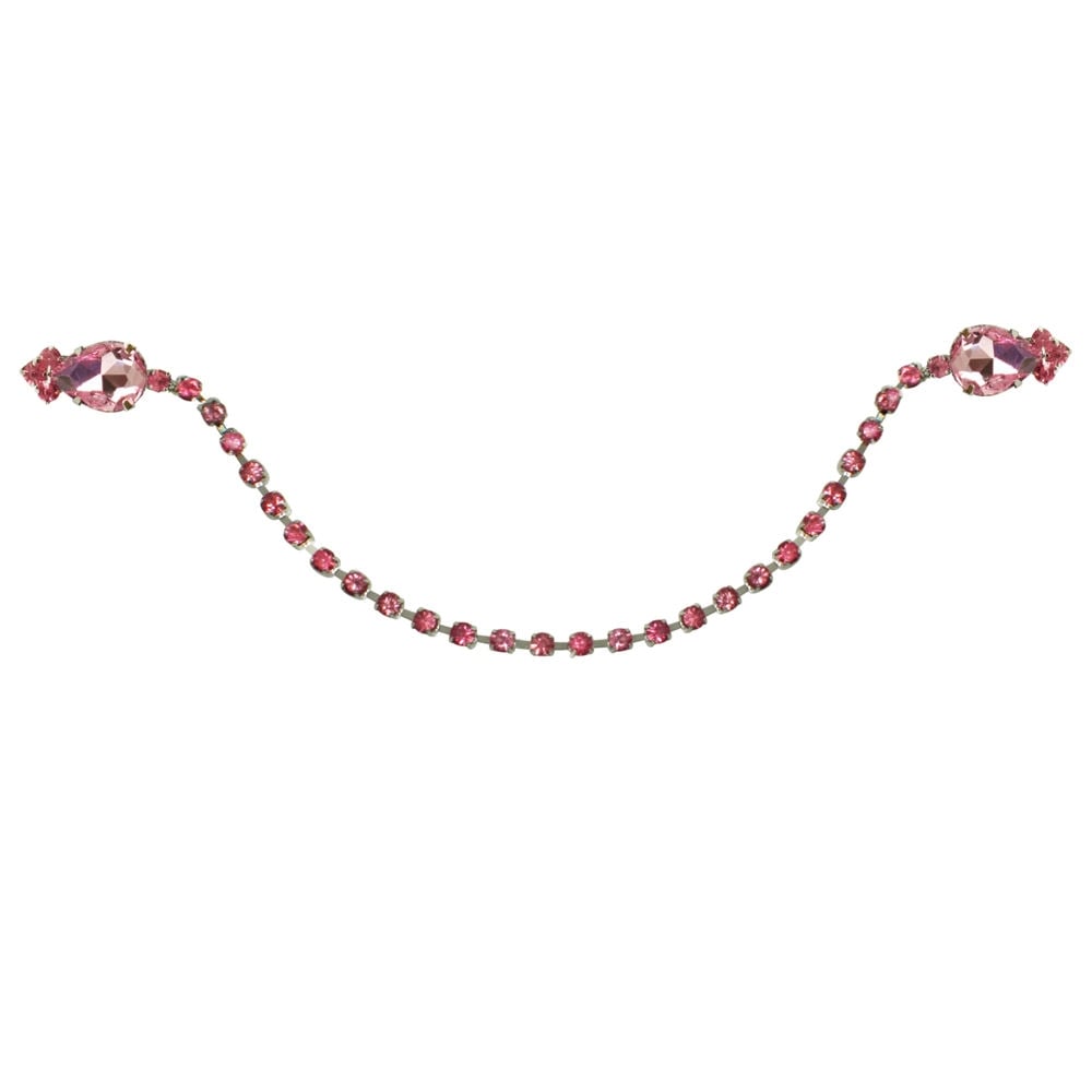 Cardigan Clip Silver Tone Rose Pink Crystal