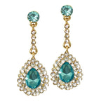 Ritz Aquamarine and Clear Crystal Gold Tone Drop Pierced Earrings