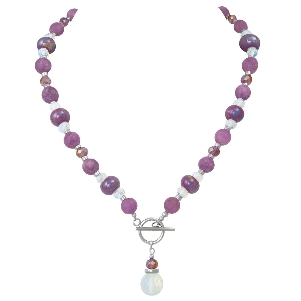 Harmony Orchid Jade and Crystal Ceramic Beaded Necklace