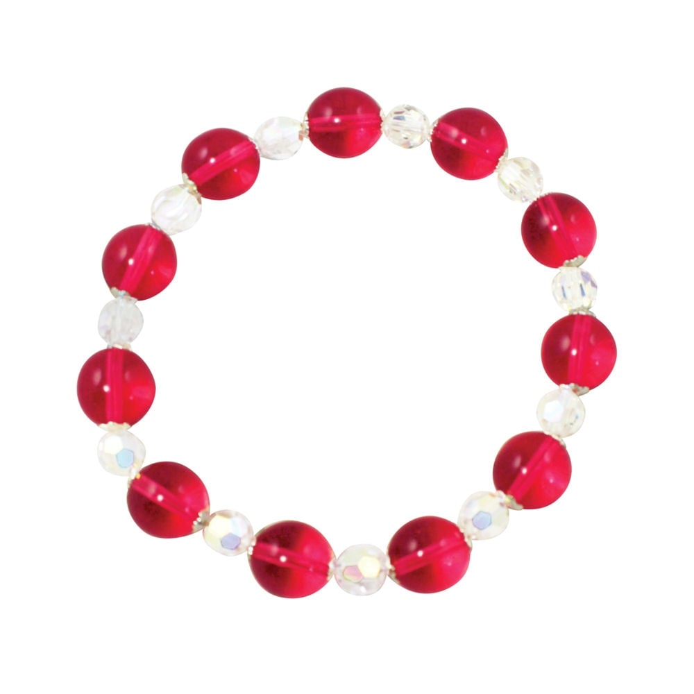 Morning Dew Cranberry Czech Crystal Stretch Bracelet
