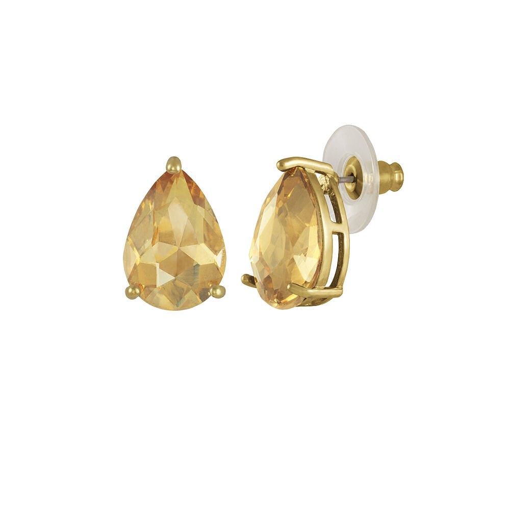 Seduction Teardrop AB Topaz Crystal Gold Tone Stud Pierced Earrings