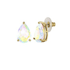 Seduction Teardrop Aurora Borealis Crystal Gold Tone Stud Pierced Earrings