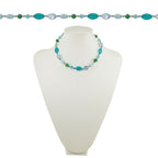 Martinique Blue Aqua and Green Crystal 18 Inch Gunmetal Beaded Necklace