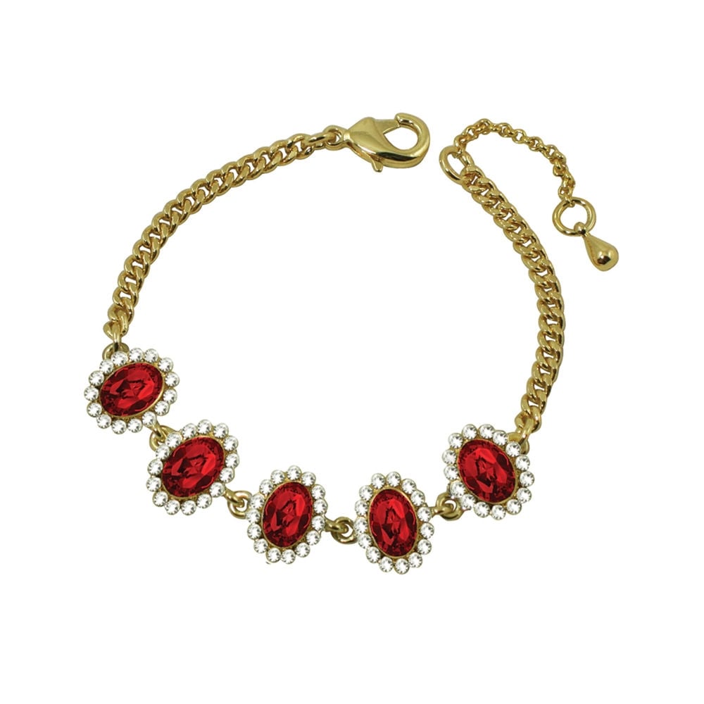Majesty Light Siam Red Crystal Gold Tone Bracelet