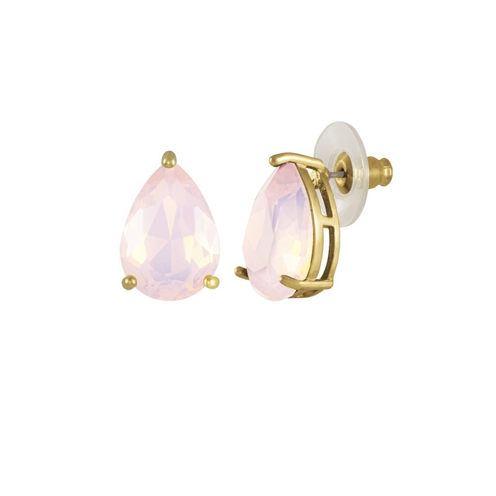 Seduction Teardrop Rosewater Opal Crystal Gold Tone Stud Pierced Earrings
