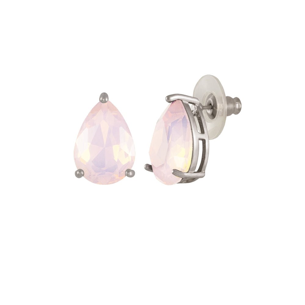 Seduction Teardrop Rosewater Opal Crystal Silver Tone Stud Pierced Earrings