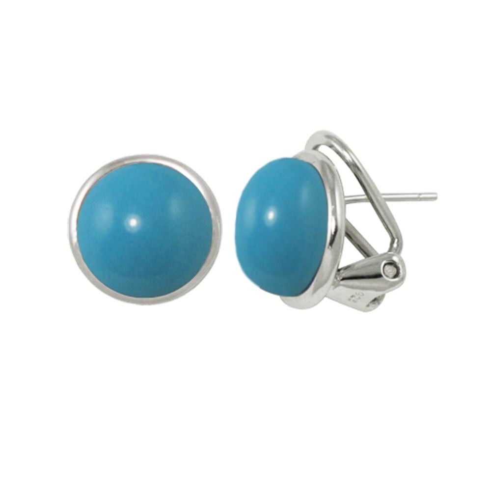 Grace Turquoise Cabochon Sterling Silver Stud Pierced Earrings