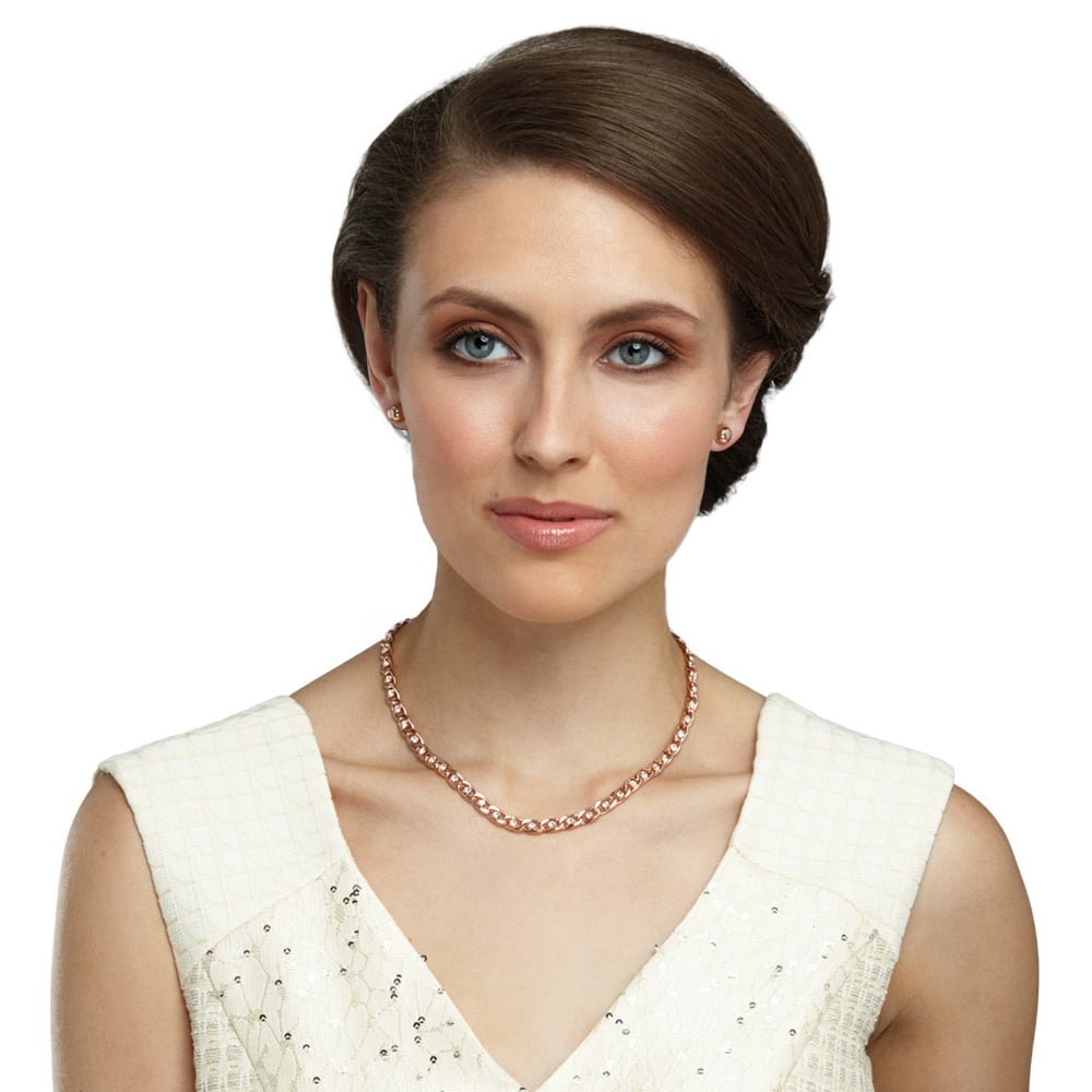 Luxe 18 Inch Austrian Crystal and Rose Gold Tone Necklace